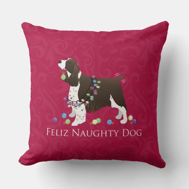 English Springer Spaniel Christmas Design Cushion (Front)