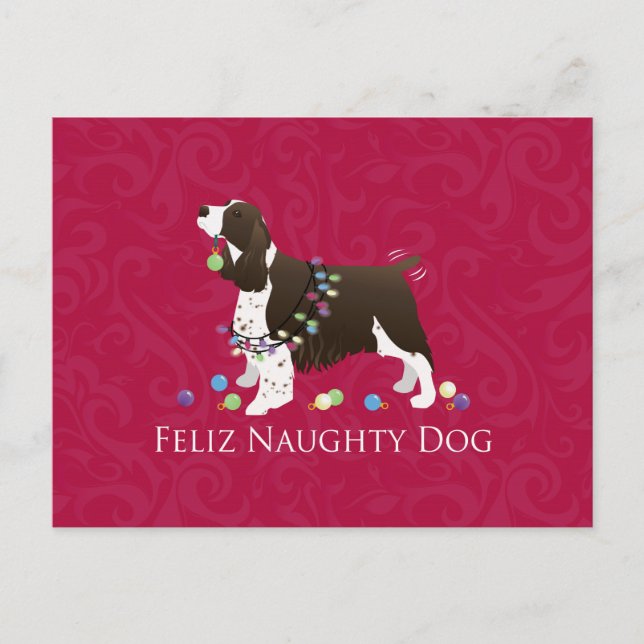 English Springer Spaniel Christmas Design Holiday Postcard (Front)