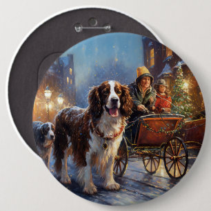 English Springer Spaniel Christmas Festive Season 6 Cm Round Badge