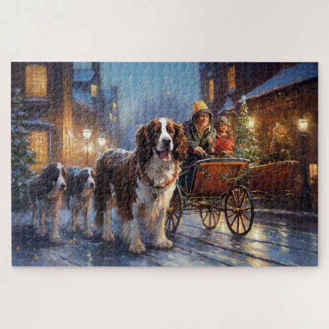 English Springer Spaniel Christmas Festive Season Jigsaw Puzzle (Horizontal)