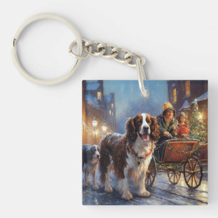 English Springer Spaniel Christmas Festive Season Key Ring