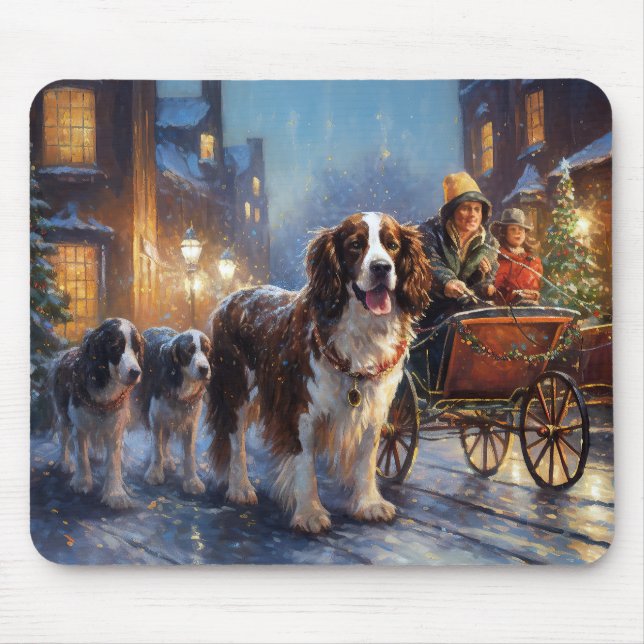 English Springer Spaniel Christmas Festive Season Mouse Pad (Front)