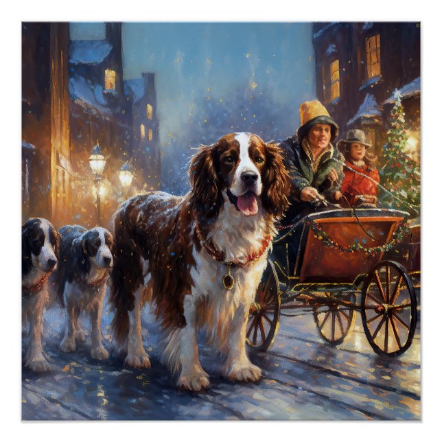 English Springer Spaniel Christmas Festive Season Poster (Front)