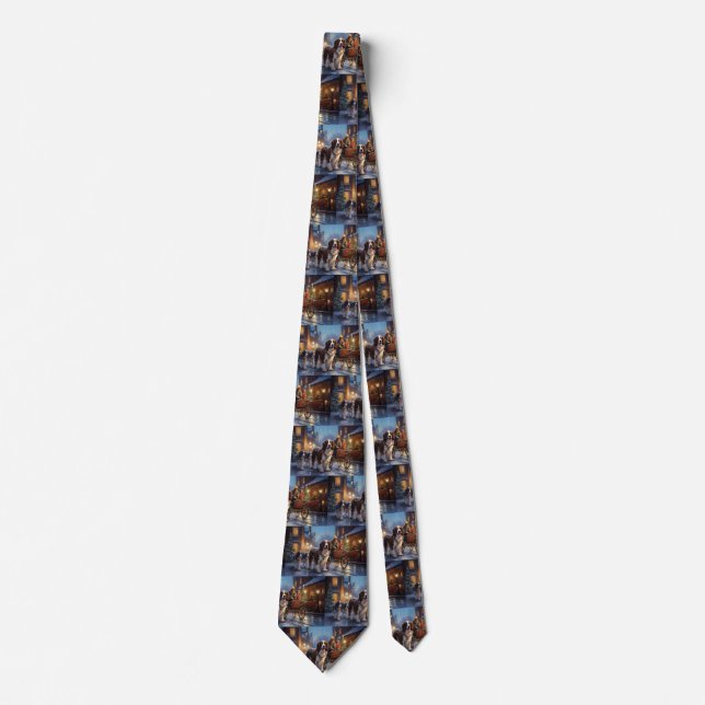 English Springer Spaniel Christmas Festive Season Tie (Front)