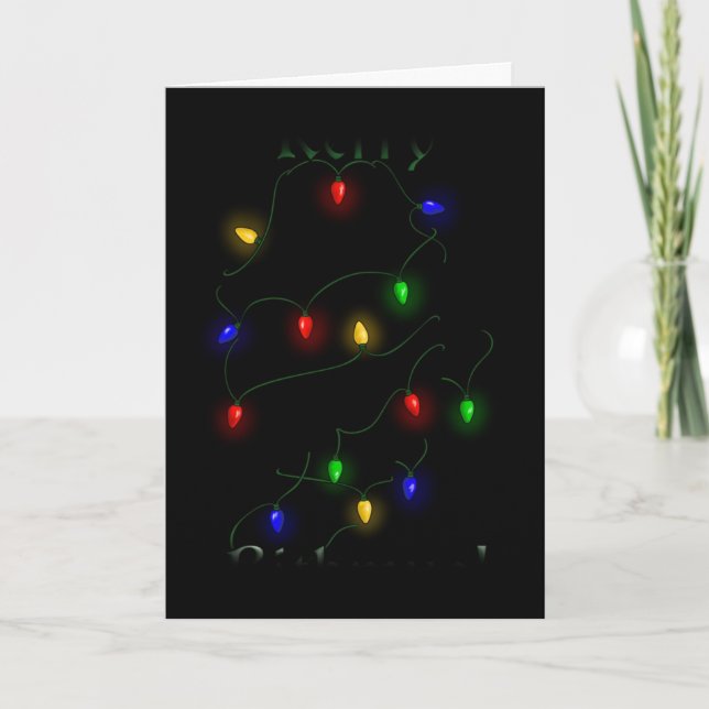 English Springer Spaniel Christmas Lights Holiday Card (Front)