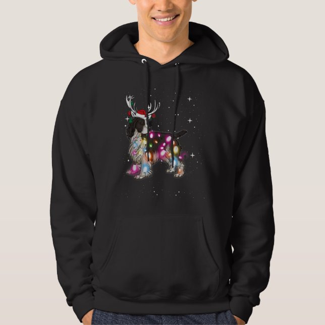 English Springer Spaniel Christmas Lights Pajama F Hoodie (Front)