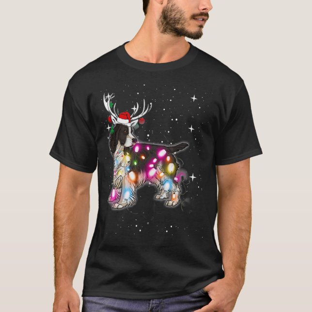 English Springer Spaniel Christmas Lights Pajama F T-Shirt (Front)