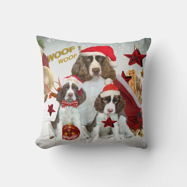English Springer Spaniel Christmas Pillow (Front)