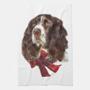 English Springer Spaniel Christmas Tea Towel