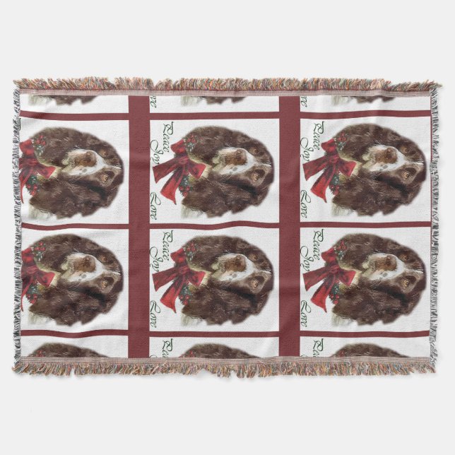 English Springer Spaniel Christmas Throw Blanket (Front)