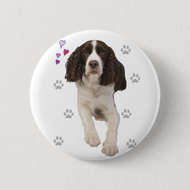 English Springer Spaniel Dog 6 Cm Round Badge (Front)