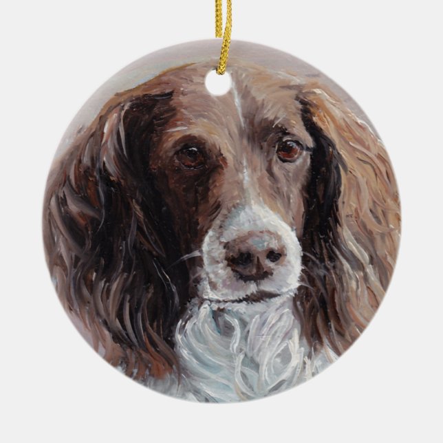 English Springer Spaniel Dog Art Ornament (Front)