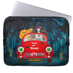 English Springer Spaniel dog Car Scary Halloween Laptop Sleeve