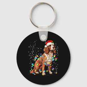 English Springer Spaniel Dog Christmas Lights Xmas Key Ring