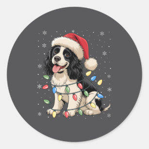 English Springer Spaniel Dog Christmas Tree Lights Classic Round Sticker