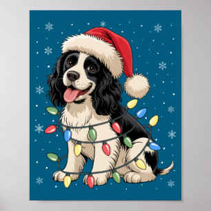 English Springer Spaniel Dog Christmas Tree Lights Poster