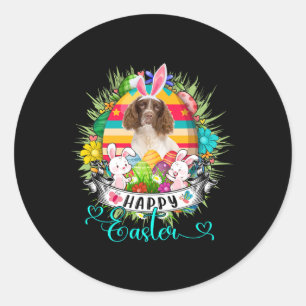 English Springer Spaniel Dog In Easter Eggs Sket _ Classic Round Sticker