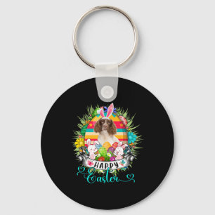 English Springer Spaniel Dog In Easter Eggs Sket _ Key Ring