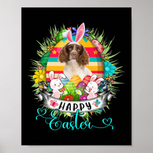 English Springer Spaniel Dog In Easter Eggs Sket Poster