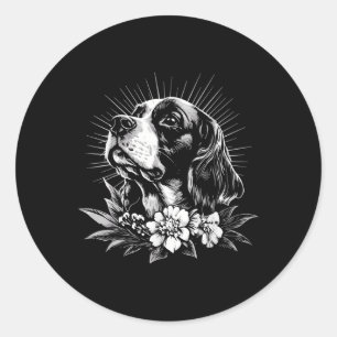 English Springer Spaniel Dog Lover Retro Style Tat Classic Round Sticker