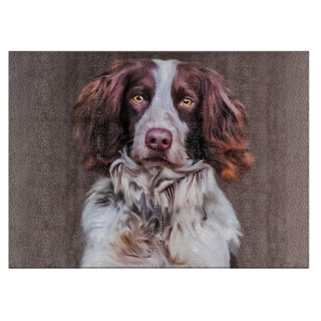 English Springer Spaniel Dog Oil Painting Portrait Cutting Board (Front)