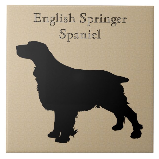 English Springer Spaniel Dog Silhouette Ceramic Tile (Front)