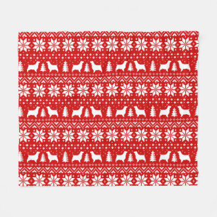 English Springer Spaniel Dog Silhouettes Christmas Fleece Blanket
