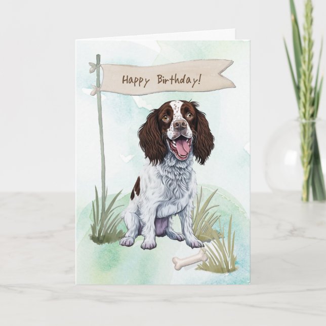 English Springer Spaniel Dog Under Birthday Sign Card (Front)
