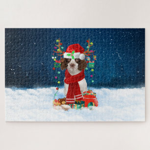 English Springer Spaniel dog with Christmas gifts Jigsaw Puzzle