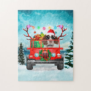 English Springer Spaniel dog with Christmas gifts Jigsaw Puzzle