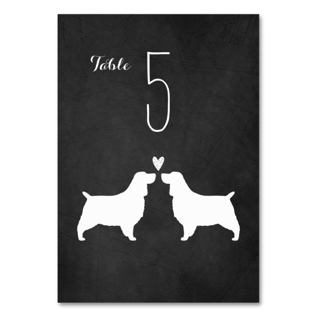 English Springer Spaniel Dogs Wedding Reception Table Number (Front)