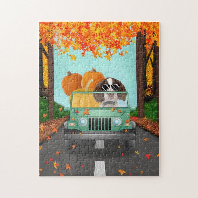 English Springer Spaniel Fall pumpkin Jigsaw Puzzle (Vertical)