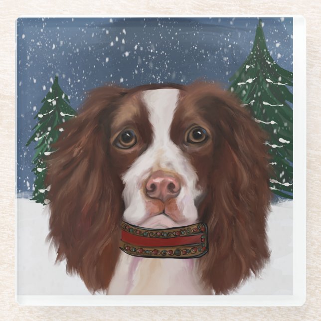 ENGLISH SPRINGER SPANIEL      GLASS COASTER (Front)