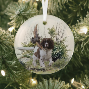 English Springer Spaniel Glass Tree Decoration