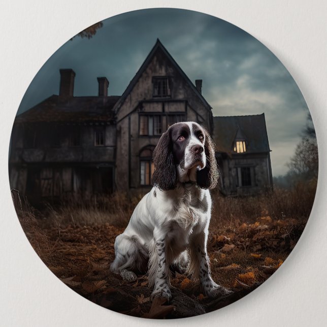 English Springer Spaniel Halloween Scary 6 Cm Round Badge (Front)