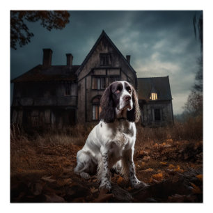 English Springer Spaniel Halloween Scary Poster