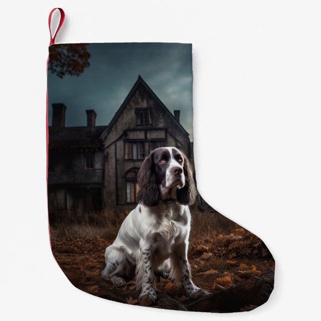 English Springer Spaniel Halloween Scary Small Christmas Stocking (Front)