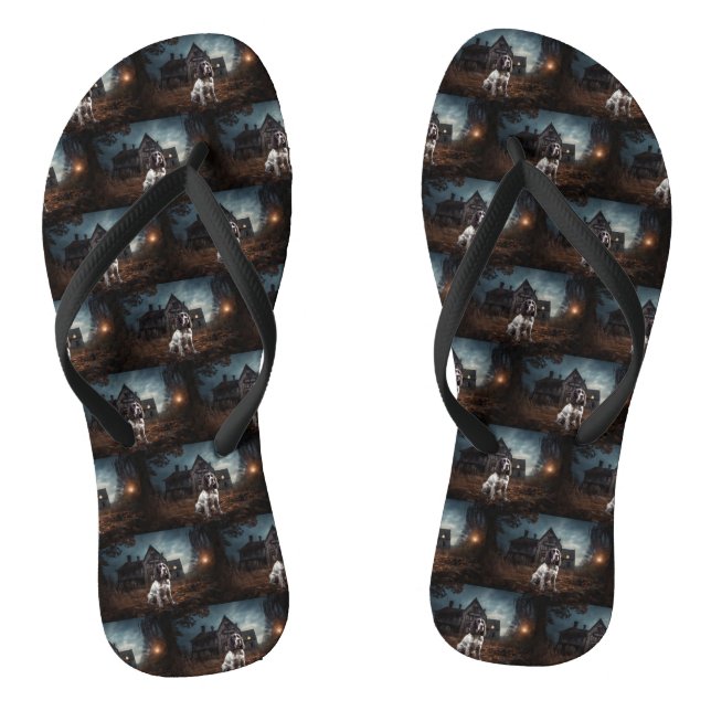 English Springer Spaniel Halloween Scary Thongs (Footbed)