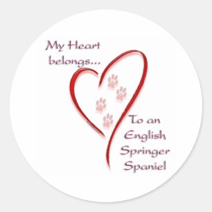 English Springer Spaniel Heart Belongs Classic Round Sticker