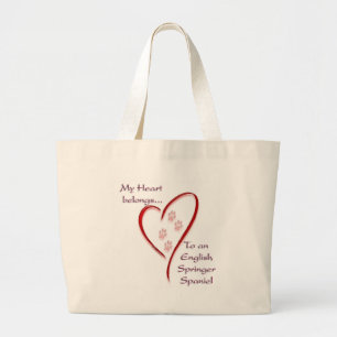 English Springer Spaniel Heart Belongs Large Tote Bag