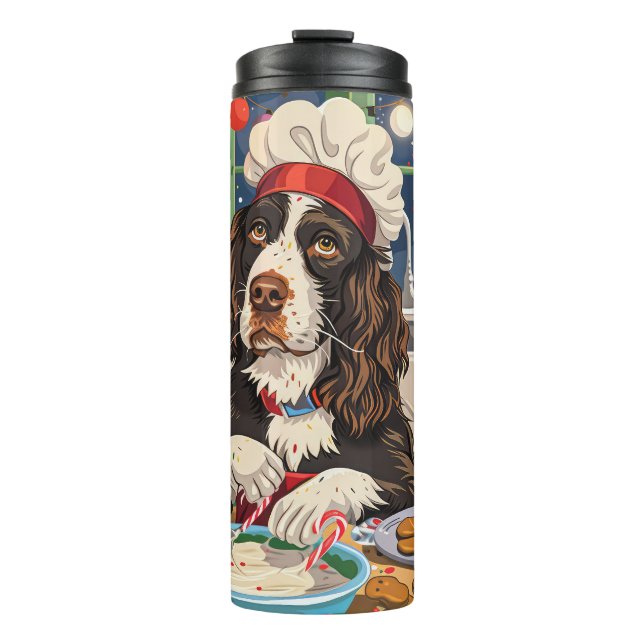 English Springer Spaniel Holiday Baking: Festive  Thermal Tumbler (Front)