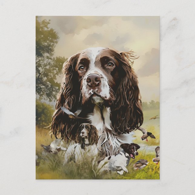 English Springer Spaniel Holiday Postcard (Front)
