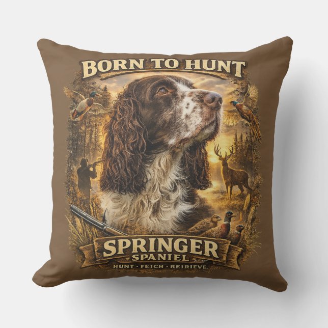 English Springer Spaniel Hunting Dog Cushion (Front)