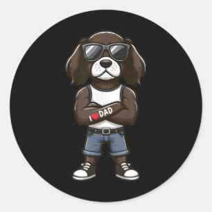 English Springer Spaniel I Love Dad Funny Dog Tatt Classic Round Sticker