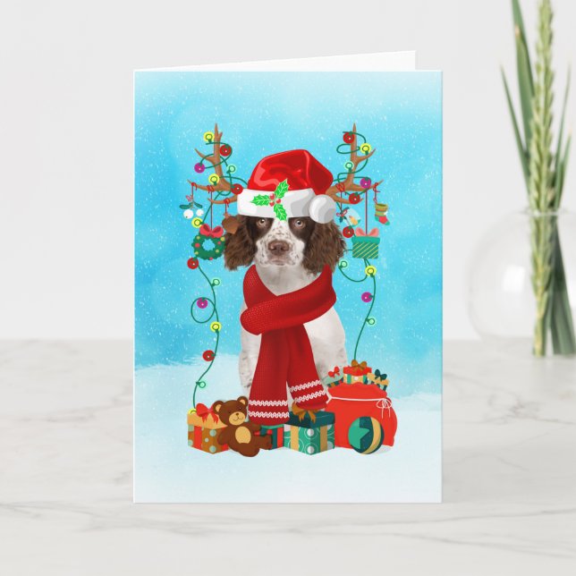  English Springer Spaniel in snow Christmas gifts Card (Front)