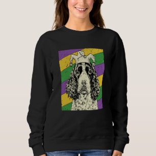 English Springer Spaniel Jester Mardi Gras Dog Mom Sweatshirt