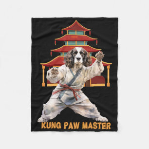 English Springer Spaniel Karate Martial Arts Dog L Fleece Blanket