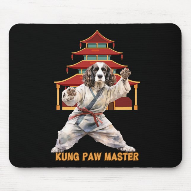 English Springer Spaniel Karate Martial Arts Dog L Mouse Pad (Front)