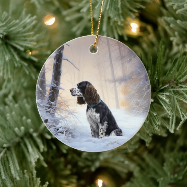 English Springer Spaniel Let It Snow Christmas Ceramic Ornament (Tree)
