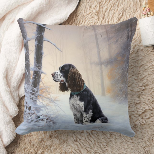 English Springer Spaniel Let It Snow Christmas Cushion (Blanket)